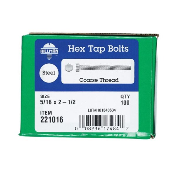 Hillman Hex Head Tap Bolt, 2-1/2 in L, 100 PK 5322789 - main